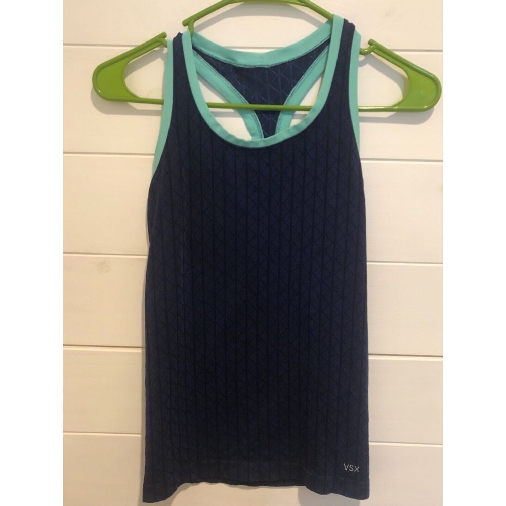 VICTORIA'S SECRET VSX VICTORIA SPORT NAVY BLUE STRETCH‎ ACTIVE WORKOUT TANK XS